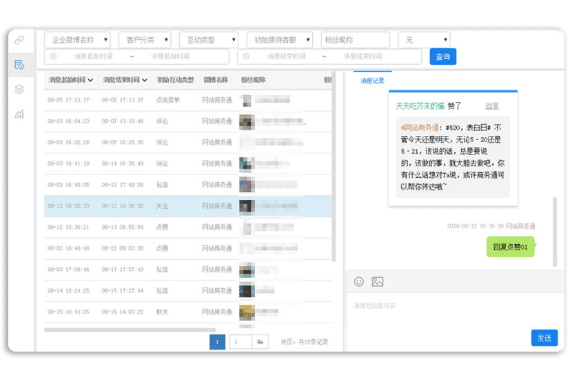 忠仕商务通微博管理界面